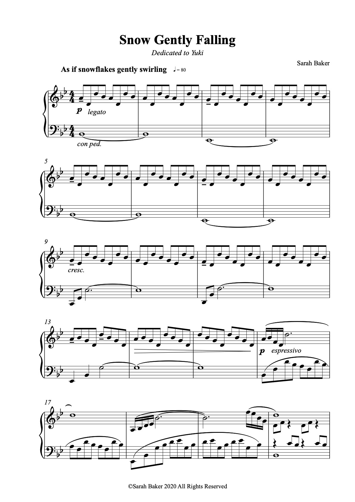 Snow Gently Falling score example